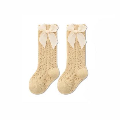 Calcetines de malla de punto para niñas pequeñas, medias de tubo largo hasta la rodilla, suaves, de algodón, para verano