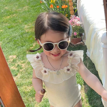 Bañador Floral de una pieza para niña, traje de baño de verano