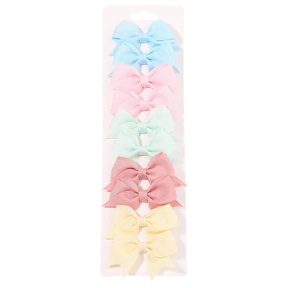 10 unids/lote de pinzas para el pelo con lazo de Color sólido para niñas, horquilla con lazo hecha a mano, Mini pasadores, accesorios para el cabello para niños
