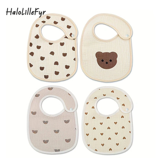 Baberos de gasa de algodón para bebé recién nacido, paños impermeables para eructar, bufanda estampada, toalla de Saliva para niño pequeño, material de alimentación, 2 uds.
