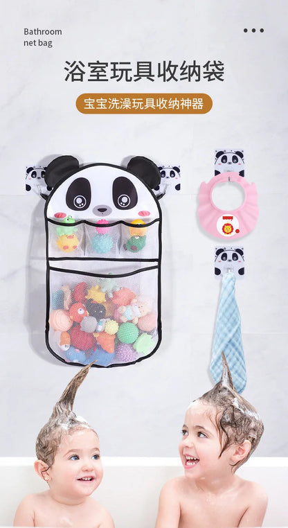Cesta colgante de ducha de animales de dibujos animados, bolsa de malla bonita, organizador de almacenamiento para el baño, soporte para niños, bolsa de red para juguetes de agua para baño de bebé