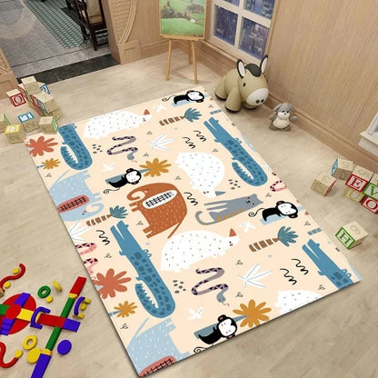 Alfombra de estilo nórdico para habitación de bebé, Alfombra de dibujos animados de animales para dormitorio de niños, alfombra Kawaii para habitación de niñas y niños, Alfombra de juego antideslizante para niños