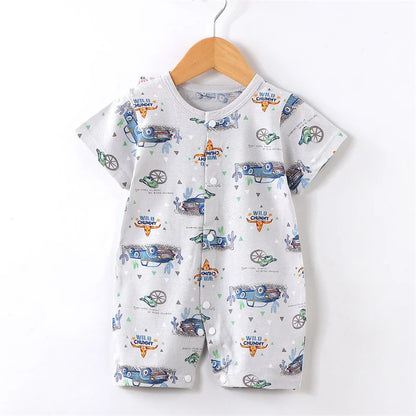 Pelele de algodón para bebé, ropa de dibujos animados para niño pequeño, mono de manga corta para escalar, disfraz infantil para recién nacido, novedad de verano