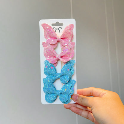 4 Uds. De lazos para el pelo de mariposa lisos y pinzas para el pelo para niñas, accesorios para el cabello de cuero para niños, horquillas, pasadores, tocados de regalo