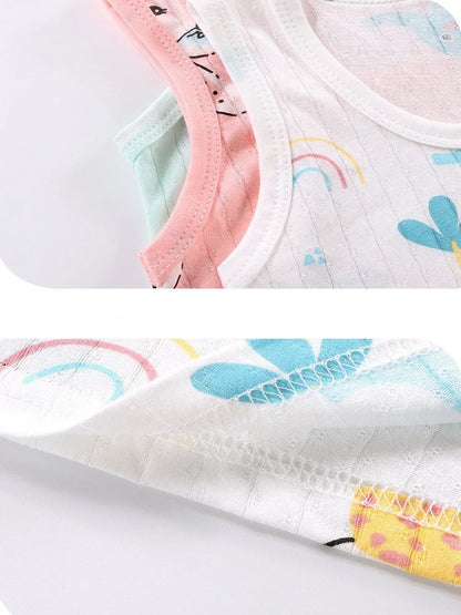 Pijamas de verano para niños, chaleco + Pantalones cortos, conjunto de ropa de 2 piezas, ropa informal de algodón con dibujos de León y jirafa para niños y niñas de 0 a 4 años