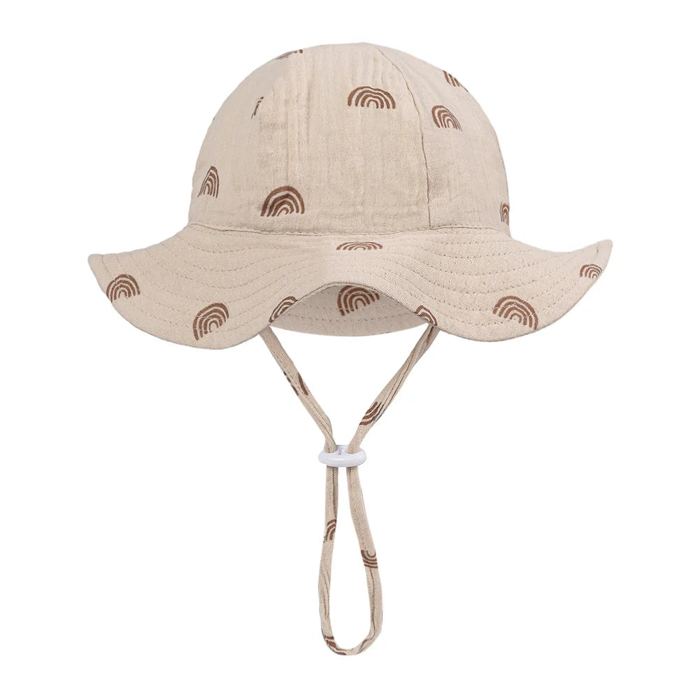 Sombreros de cubo de algodón para bebé, gorros con protección solar para exteriores para niños y niñas, sombrero panamá estampado, sombrero de pesca de playa Unisex para 3-12 meses