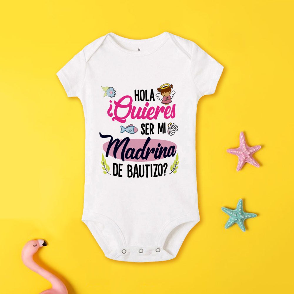 Tu será mi madrina, monos estampados para recién nacidos, ropa de bautismo para bebé, monos de manga corta para bebés pequeños