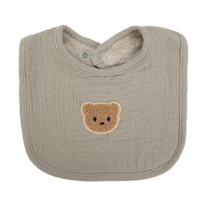 Baberos de muselina de algodón con bonito oso para bebé, toalla para Saliva, bolsillos absorbentes en U, pañuelos coreanos para niños y niñas, ropa para eructar para alimentar