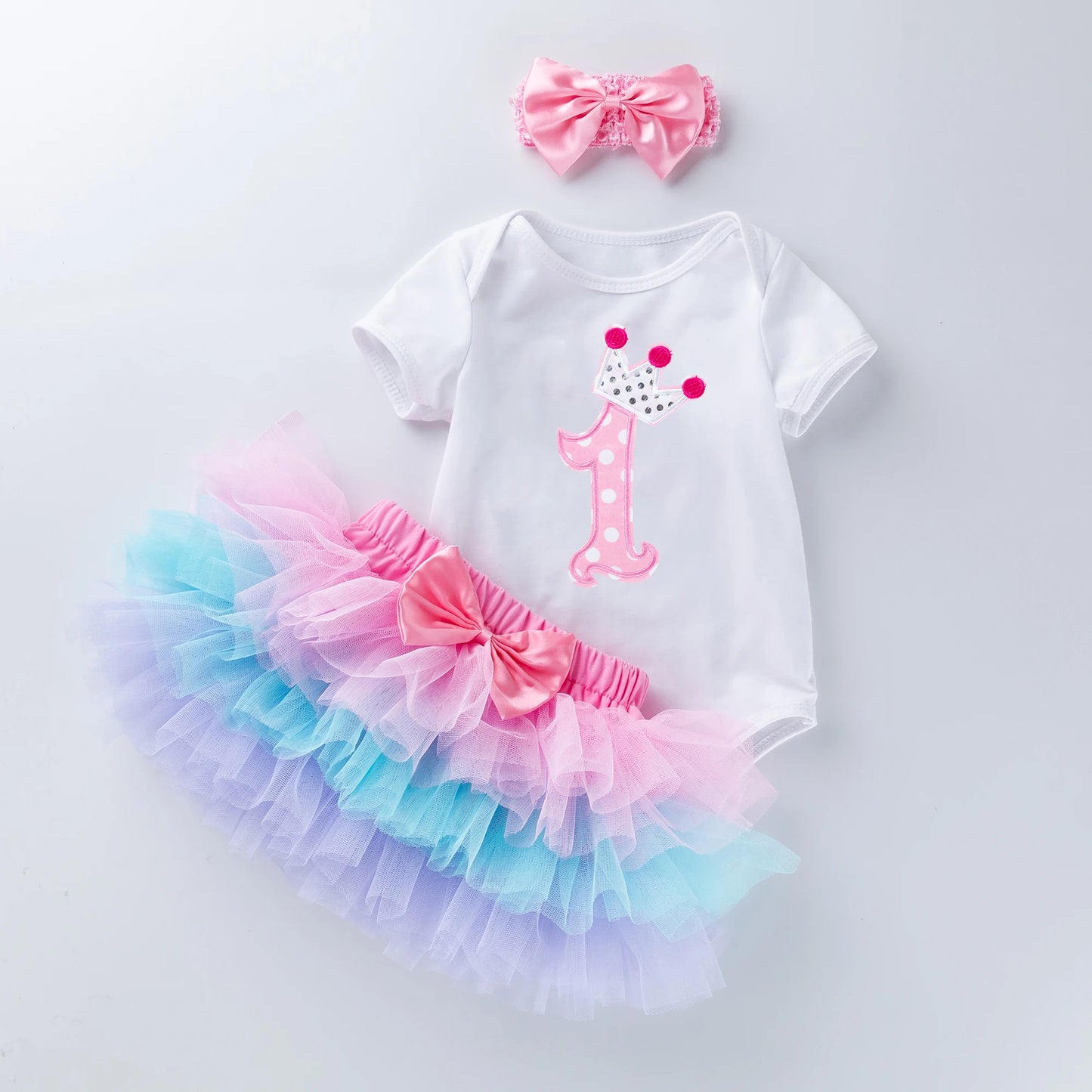 Tutu Baby Birthday Set Short Sleeve Romper Pettiskirt Girls 3 Pcs Clothing Sets New Summer Style