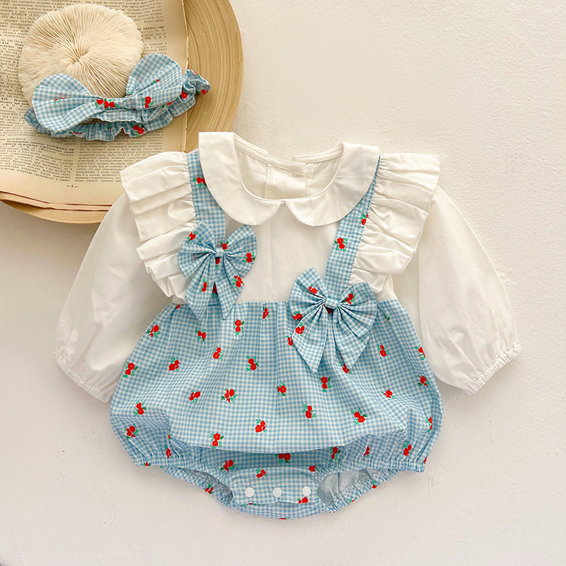 2024 Baby Girls Autumn Clothes Newborn Long Sleeve Bodysuit Toddler Plaid  Rompers Infant Clothing Children Cotton Cute Overalls