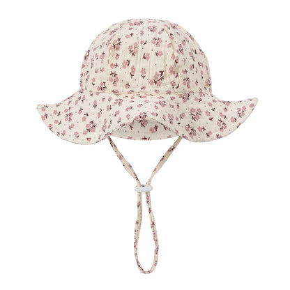 Sombreros de cubo con estampado Floral para bebé, gorros sólidos ajustables para niños y niñas, gorros con protección solar para exteriores, diademas para pesca en la playa