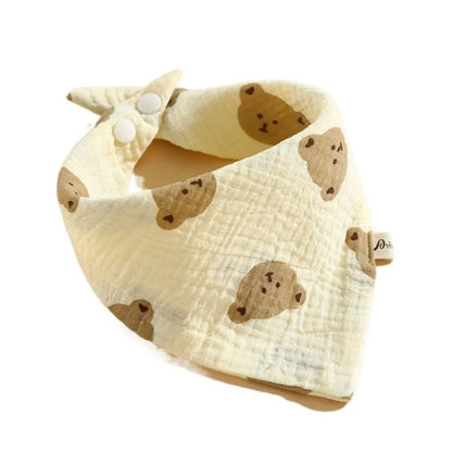 Baberos de muselina estampados para bebé, paños de algodón con botón a presión, toalla de Saliva con volantes suaves