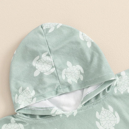 Toalla de playa con capucha para niños pequeños, Poncho ligero con estampado de tortuga, 6M-4T