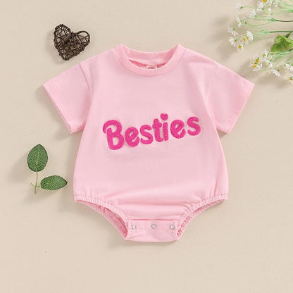 Ropa a juego para madre e hija, camiseta de manga corta con bordado de letras y cuello redondo para verano