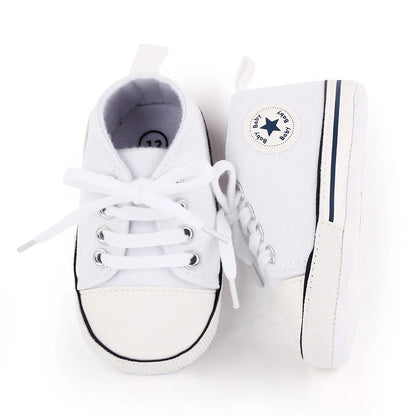 Zapatos clásicos de lona para bebé, zapatillas informales para recién nacido, primeros pasos, suela suave, antideslizante, D2486
