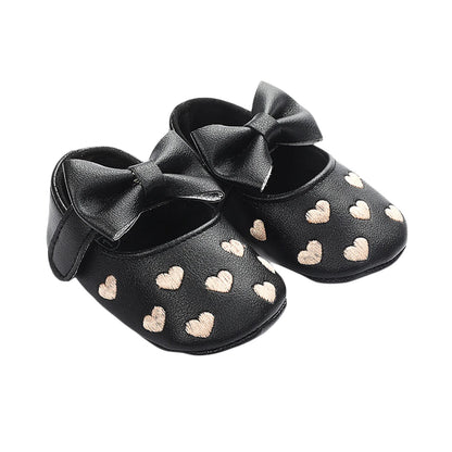Pudcoco-zapatos planos de piel sintética para niñas, mocasines bonitos con decoración de lazo de corazón, suela suave, antideslizantes, de verano