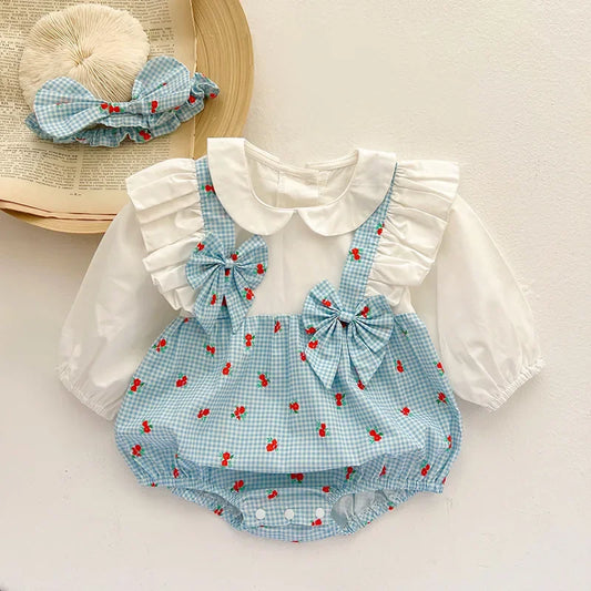 2024 Baby Girls Autumn Clothes Newborn Long Sleeve Bodysuit Toddler Plaid  Rompers Infant Clothing Children Cotton Cute Overalls