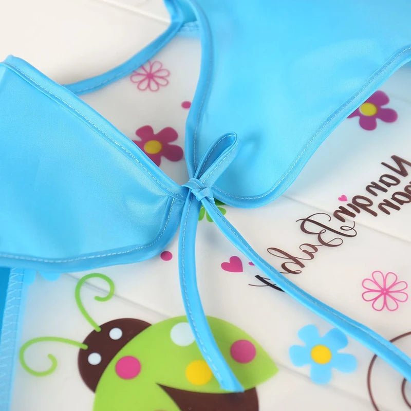 Babero antisuciedad impermeable de EVA para bebé de 0 a 3 años, abrigo de manga larga con correa, alimentación suave a prueba de suciedad, bonito patrón de dibujos animados, paños para eructar