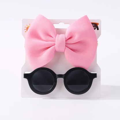 Conjunto de 2 uds de gafas de sol para niños, gafas de sol para bebés, diadema de nailon elástico, gafas de sol bohemias para playa, gafas de sol para la playa, sombreros con lazo para niños