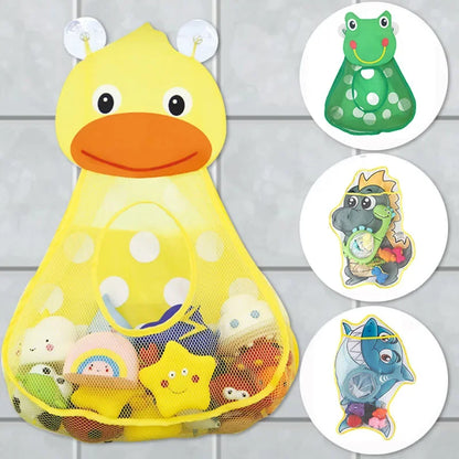 Organizador de juguetes de baño para bebé, Animal de dinosaurio, almacenamiento ordenado para niños, succión, baño, bañera, muñeca, bolsa colgante, cesta, bolsa de malla, juguetes acuáticos