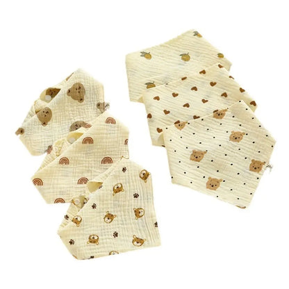 Baberos de muselina estampados para bebé, paños de algodón con botón a presión, toalla de Saliva con volantes suaves