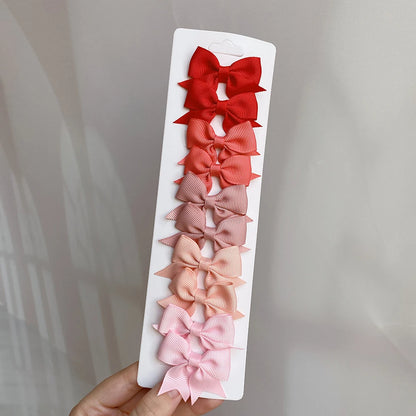 10 unids/lote de pinzas para el pelo con lazo de Color sólido para niñas, horquilla con lazo hecha a mano, Mini pasadores, accesorios para el cabello para niños