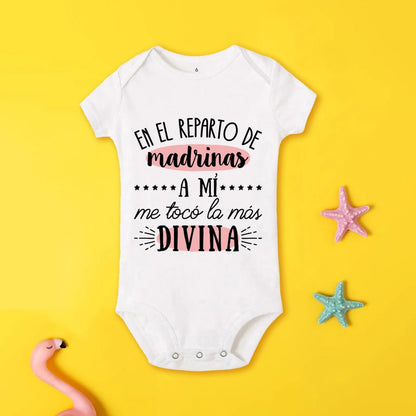 Tu será mi madrina, monos estampados para recién nacidos, ropa de bautismo para bebé, monos de manga corta para bebés pequeños