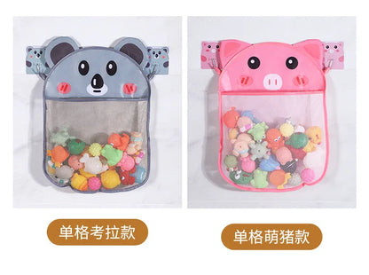 Cesta colgante de ducha de animales de dibujos animados, bolsa de malla bonita, organizador de almacenamiento para el baño, soporte para niños, bolsa de red para juguetes de agua para baño de bebé