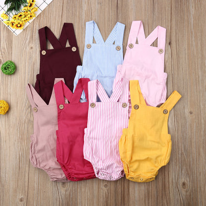 Ropa de verano para bebé de 0 a 3 años, Body de algodón para recién nacido, niño y niña, mono informal liso a rayas, trajes, traje de sol 2021