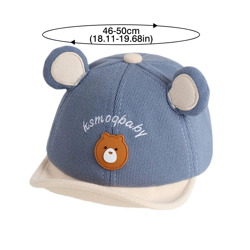 Gorra de béisbol con orejas de oso para bebé, gorro de algodón con visera, bordado bonito, ajustable, para el Sol, para verano