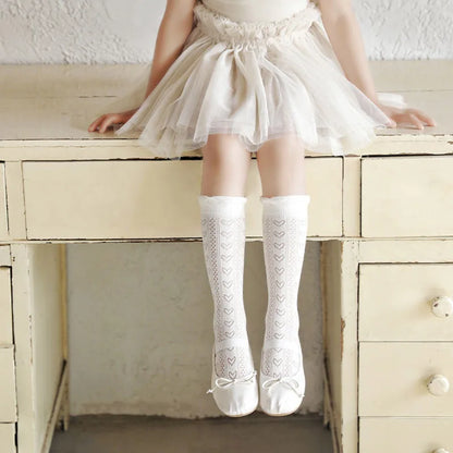 3 pares de medias con volantes de encaje blanco de princesa, calcetines de malla de verano para niñas, calcetines largos finos y transpirables para niños de 3 a 12 años, calcetines hasta la pantorrilla