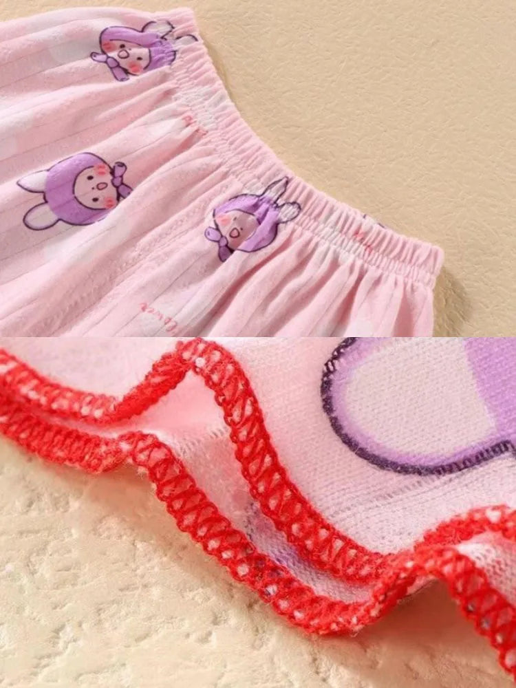 Camisola con tirantes y pantalones cortos para niña, conjunto de 2 piezas de algodón suave, pijama con estampado de dibujos animados, moda de verano, ropa informal para el hogar