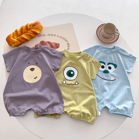 Mono de verano para bebé, mono de algodón suelto bonito con dibujos animados para bebé de 0 a 24 meses
