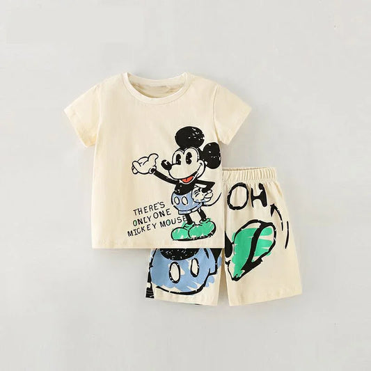 Trendy Casual 2 Piece/Sets For Girls Boys T-shirt +Shorts Tracksuits Baby Summer Short Sleeve Outfit New Fashion Costume
