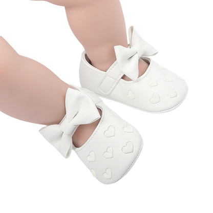 Pudcoco-zapatos planos de piel sintética para niñas, mocasines bonitos con decoración de lazo de corazón, suela suave, antideslizantes, de verano