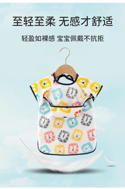 Baberos de tela para bebé, ropa de comedor impermeable, delantal de manga larga, bata de alimentación para niños, vendaje inverso para eructar, protección de pintura