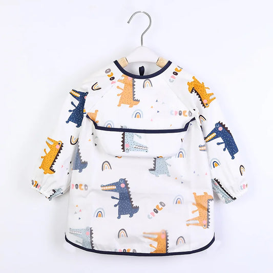 Bufanda de manga larga para bebés y niños pequeños, bata artística impermeable, babero para alimentar, delantal con bolsillo, Baberos Bandana de tela para eructar para niños y niñas