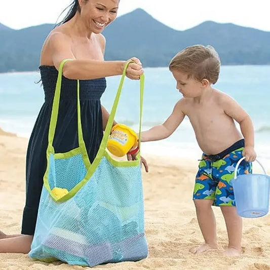 Bolsa de malla portátil con arena para niños, bolsas de almacenamiento de juguetes de baño para niños, bolsa de playa grande para toallas, bolsa de maquillaje cosmético para mujeres