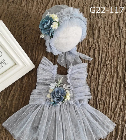 Accesorios de fotografía recién nacido para bebé de 0 a 3 meses, sombrero para bebé, pelele de encaje para niña, monos, traje, ropa de fotografía