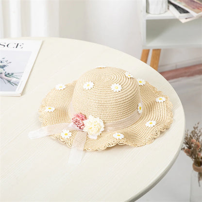Sombrero de Sol para niños y niñas, conjunto de gorro con bolsa de paja, protección solar de viaje para bebé, sombreros de playa, sombrero de pescador para el sol, novedad de verano