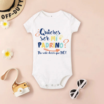 Be You Be My Godmother & Godfather-body con estampado para bebé, ropa de bautismo para Madrina Padrino, monos infantiles de verano