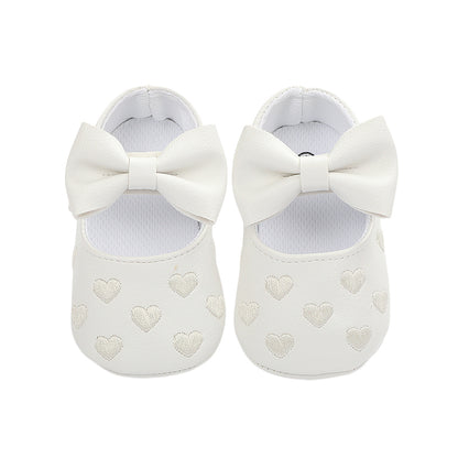 Pudcoco-zapatos planos de piel sintética para niñas, mocasines bonitos con decoración de lazo de corazón, suela suave, antideslizantes, de verano