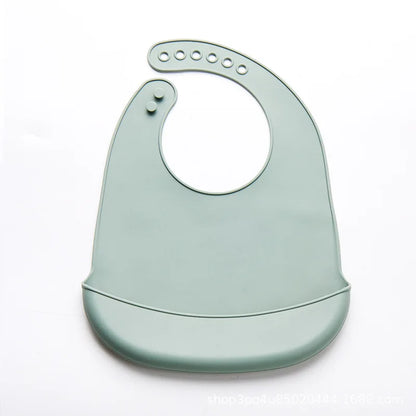 Baberos de silicona para bebés, babero impermeable para bebés, Color sólido, ajuste de 6 velocidades, bolsillo para Saliva, paños para eructar para niños, accesorios para recién nacidos