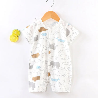 Pelele de algodón para bebé, ropa de dibujos animados para niño pequeño, mono de manga corta para escalar, disfraz infantil para recién nacido, novedad de verano