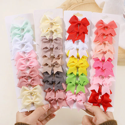 10 unids/lote de pinzas para el pelo con lazo de Color sólido para niñas, horquilla con lazo hecha a mano, Mini pasadores, accesorios para el cabello para niños