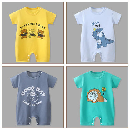 Ropa de una pieza de dibujos animados de verano para bebé, pelele de manga corta, ropa de escalada, monos para recién nacidos, mono para niño niña y niño