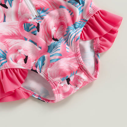 Traje de baño de manga larga para bebé y niña pequeña, Bañador con estampado de fresas y sombrero para el sol, 6M-3T