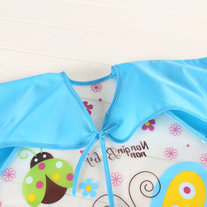 Babero antisuciedad impermeable de EVA para bebé de 0 a 3 años, abrigo de manga larga con correa, alimentación suave a prueba de suciedad, bonito patrón de dibujos animados, paños para eructar