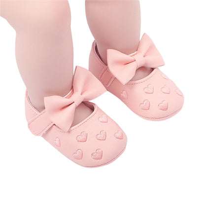 Pudcoco-zapatos planos de piel sintética para niñas, mocasines bonitos con decoración de lazo de corazón, suela suave, antideslizantes, de verano