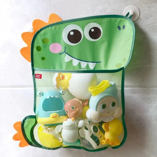 Organizador de juguetes de baño para bebé, Animal de dinosaurio, almacenamiento ordenado para niños, succión, baño, bañera, muñeca, bolsa colgante, cesta, bolsa de malla, juguetes acuáticos
